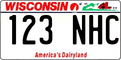 WI license plate 123NHC