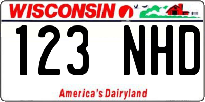 WI license plate 123NHD