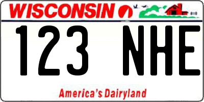 WI license plate 123NHE