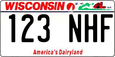 WI license plate 123NHF