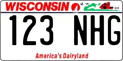 WI license plate 123NHG