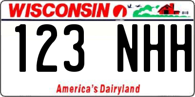 WI license plate 123NHH