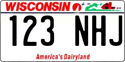 WI license plate 123NHJ