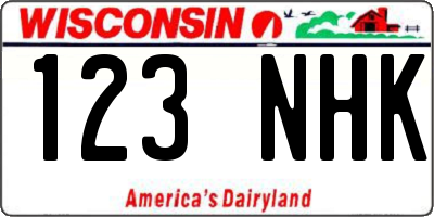 WI license plate 123NHK