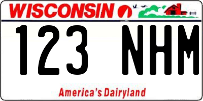 WI license plate 123NHM