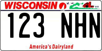 WI license plate 123NHN