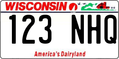 WI license plate 123NHQ