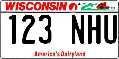 WI license plate 123NHU