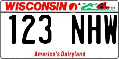 WI license plate 123NHW