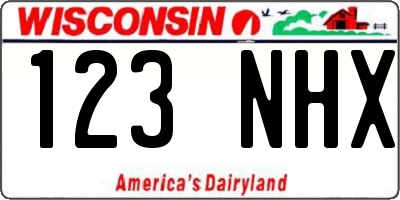 WI license plate 123NHX