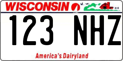 WI license plate 123NHZ