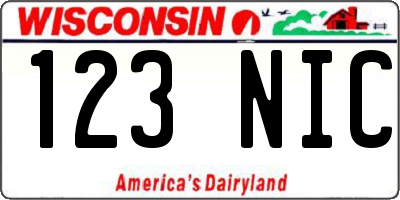 WI license plate 123NIC