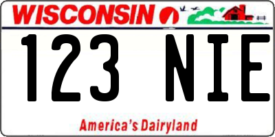 WI license plate 123NIE