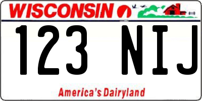 WI license plate 123NIJ