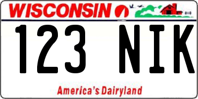 WI license plate 123NIK