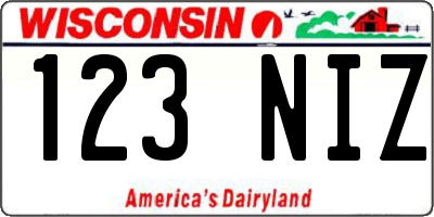 WI license plate 123NIZ