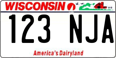 WI license plate 123NJA