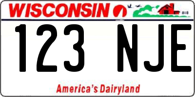 WI license plate 123NJE