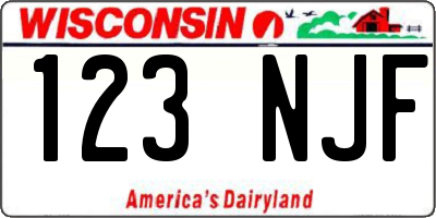 WI license plate 123NJF