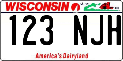 WI license plate 123NJH