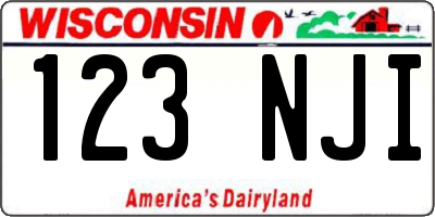 WI license plate 123NJI