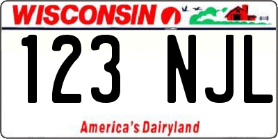 WI license plate 123NJL