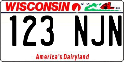 WI license plate 123NJN