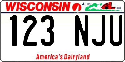 WI license plate 123NJU