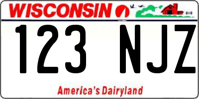 WI license plate 123NJZ