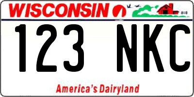 WI license plate 123NKC