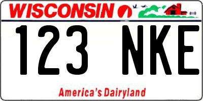 WI license plate 123NKE