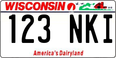 WI license plate 123NKI
