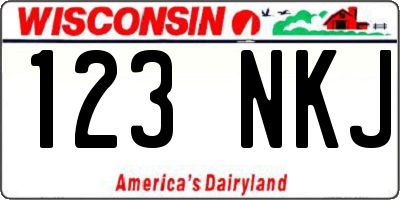 WI license plate 123NKJ
