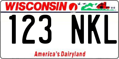 WI license plate 123NKL