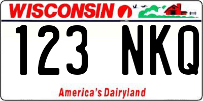 WI license plate 123NKQ