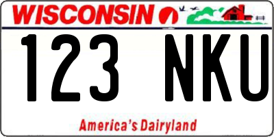 WI license plate 123NKU