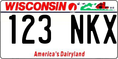 WI license plate 123NKX