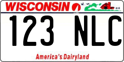 WI license plate 123NLC