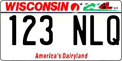 WI license plate 123NLQ
