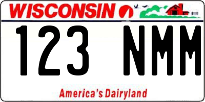 WI license plate 123NMM