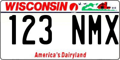 WI license plate 123NMX