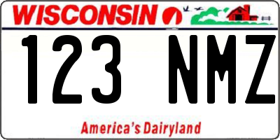 WI license plate 123NMZ