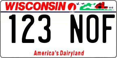 WI license plate 123NOF