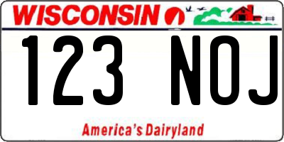 WI license plate 123NOJ