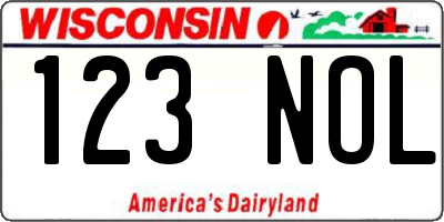 WI license plate 123NOL