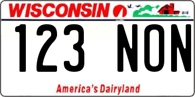 WI license plate 123NON