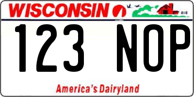 WI license plate 123NOP