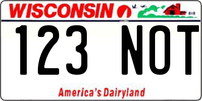 WI license plate 123NOT