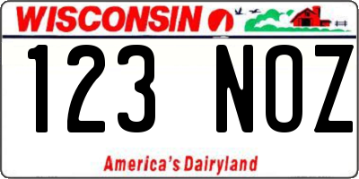 WI license plate 123NOZ