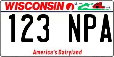 WI license plate 123NPA